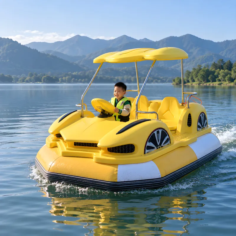 Car on the water — A little car, driving on water.
